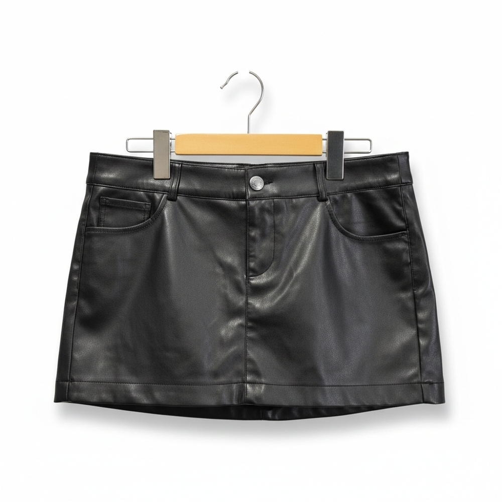 Garage Black Faux Leather Mini Skirt